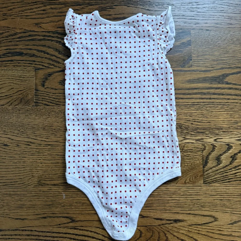 Disney Minnie Mouse White and Red Polka Dot Bodysuit